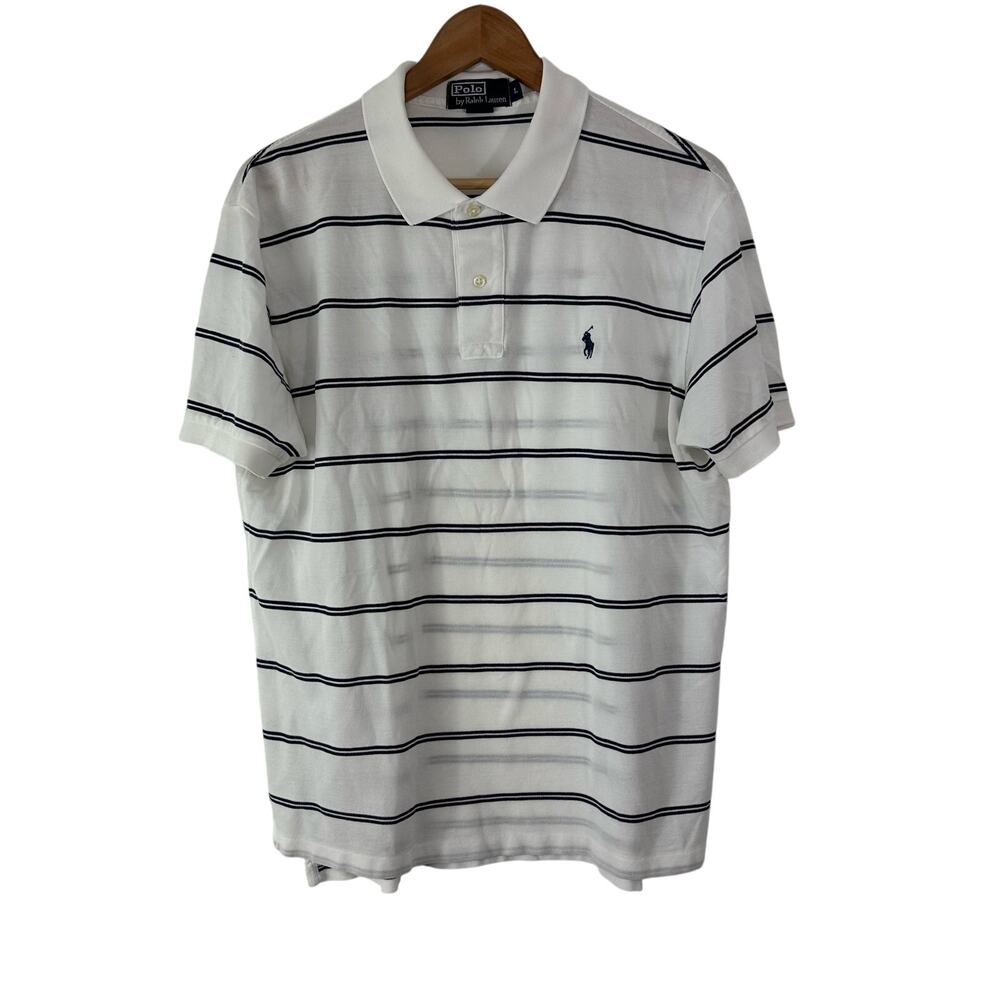 Vintage Polo Ralph Lauren Polo Shirt Men's Large Stripe Short Sleeve 100% Cotton